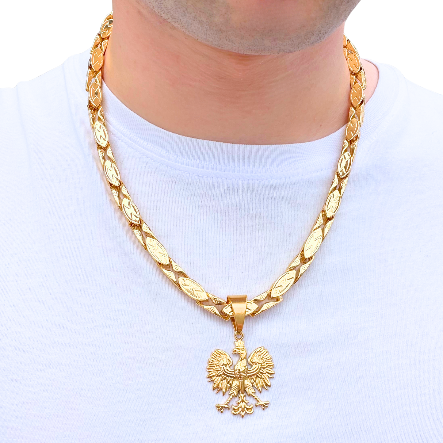 ZESTAW - Magnacki 7 mm Złoty + Zawieszka Orzeł Złota