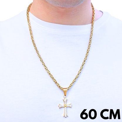 ZESTAW - Królewski Złoty 4mm + Zawieszka Grand Cross Złota