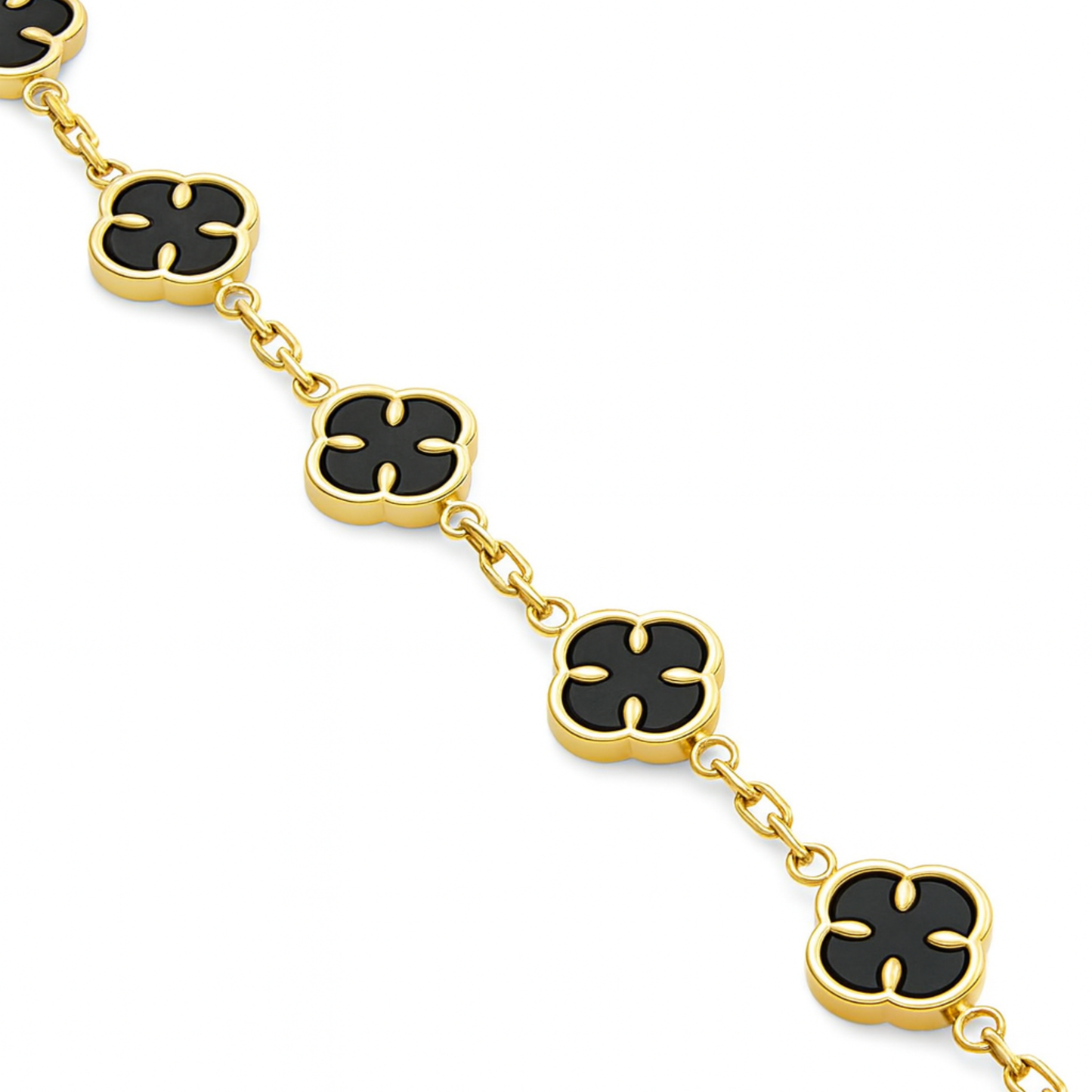 Bransoletka Koniczyna Damska Czarna Złota