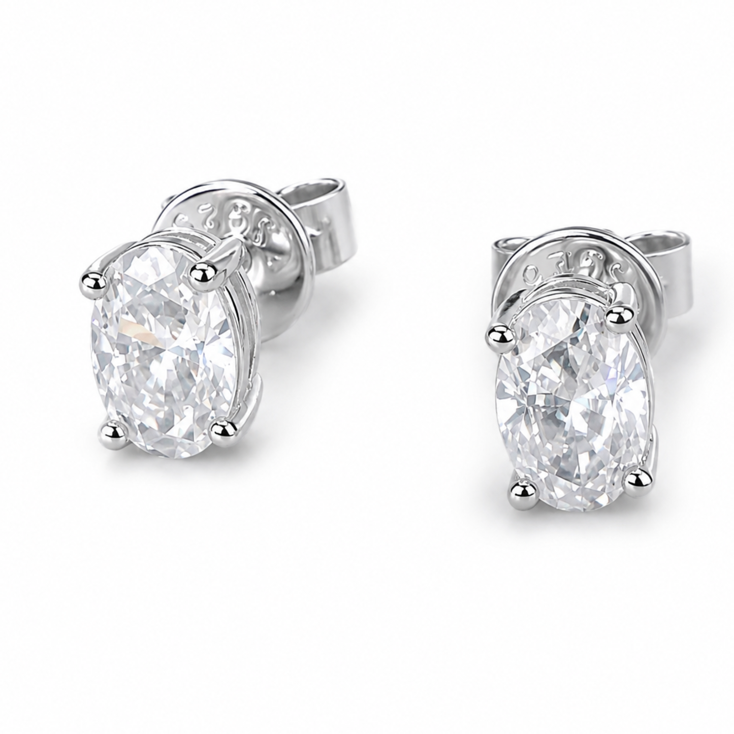Kolczyki Crystal Oval z Moissanitem 1 karat S925 Białe Złoto Damskie