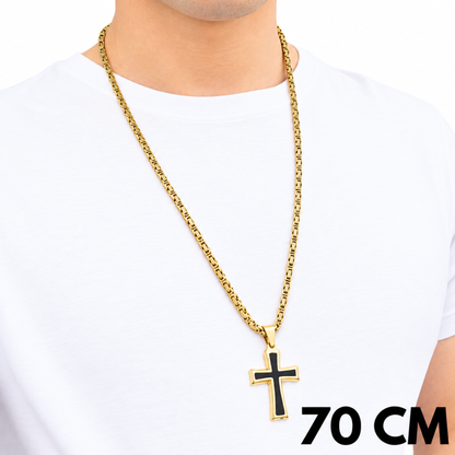 ZESTAW - Królewski Złoty 4mm + Zawieszka Black Cross Złota