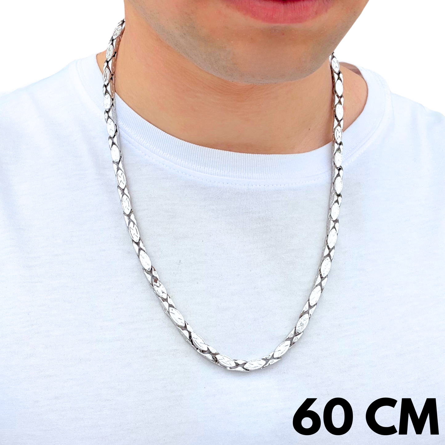 Łańcuch Magnacki Białe Złoto - 5mm