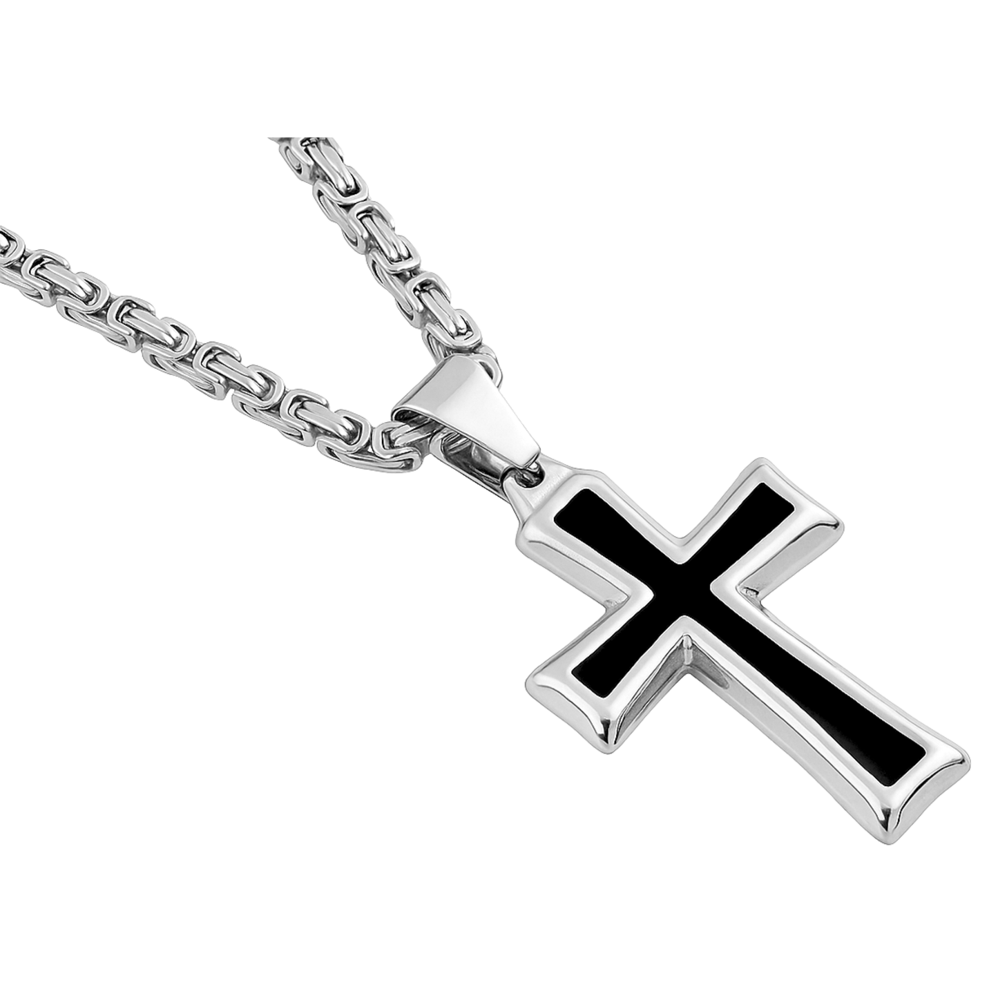 Zawieszka Black Cross Białe Złoto