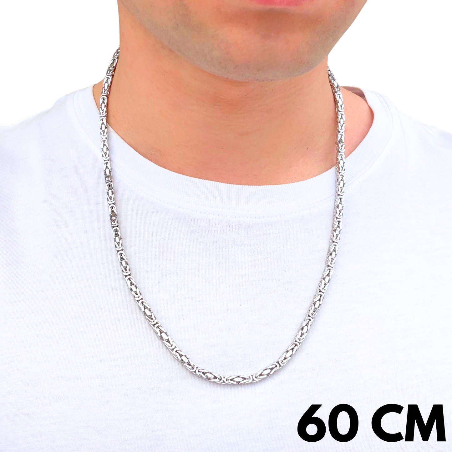 Łańcuch Cesarski Białe Złoto - 4mm