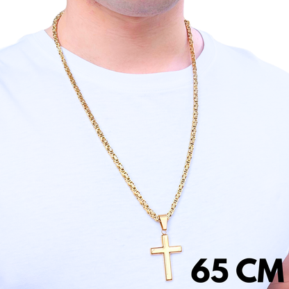 ZESTAW - Królewski Złoty 4mm + Zawieszka Clean Cross Złota