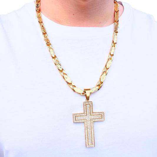 ZESTAW - Magnacki 7 mm Złoty + Zawieszka Loyalty Cross Złota