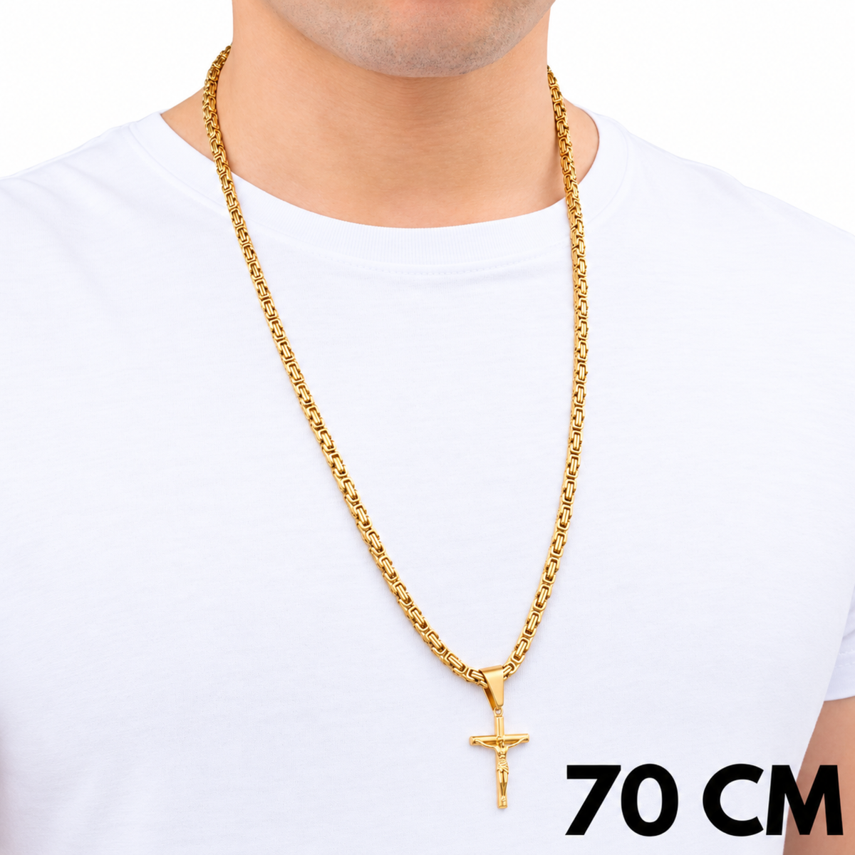 ZESTAW - Królewski Złoty 4mm + Zawieszka Crucifix Złota