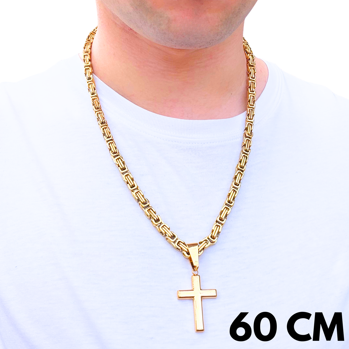 ZESTAW - Królewski Złoty 6mm + Zawieszka Clean Cross Złota