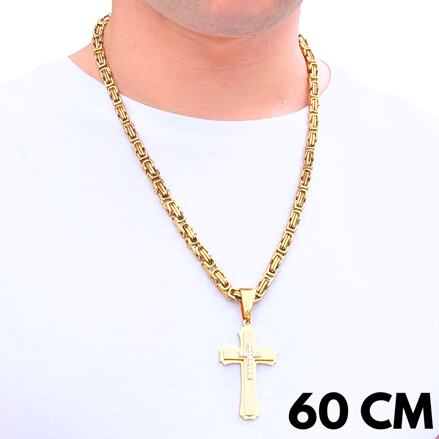 ZESTAW - Królewski Złoty 6mm + Zawieszka Royal Cross Złota