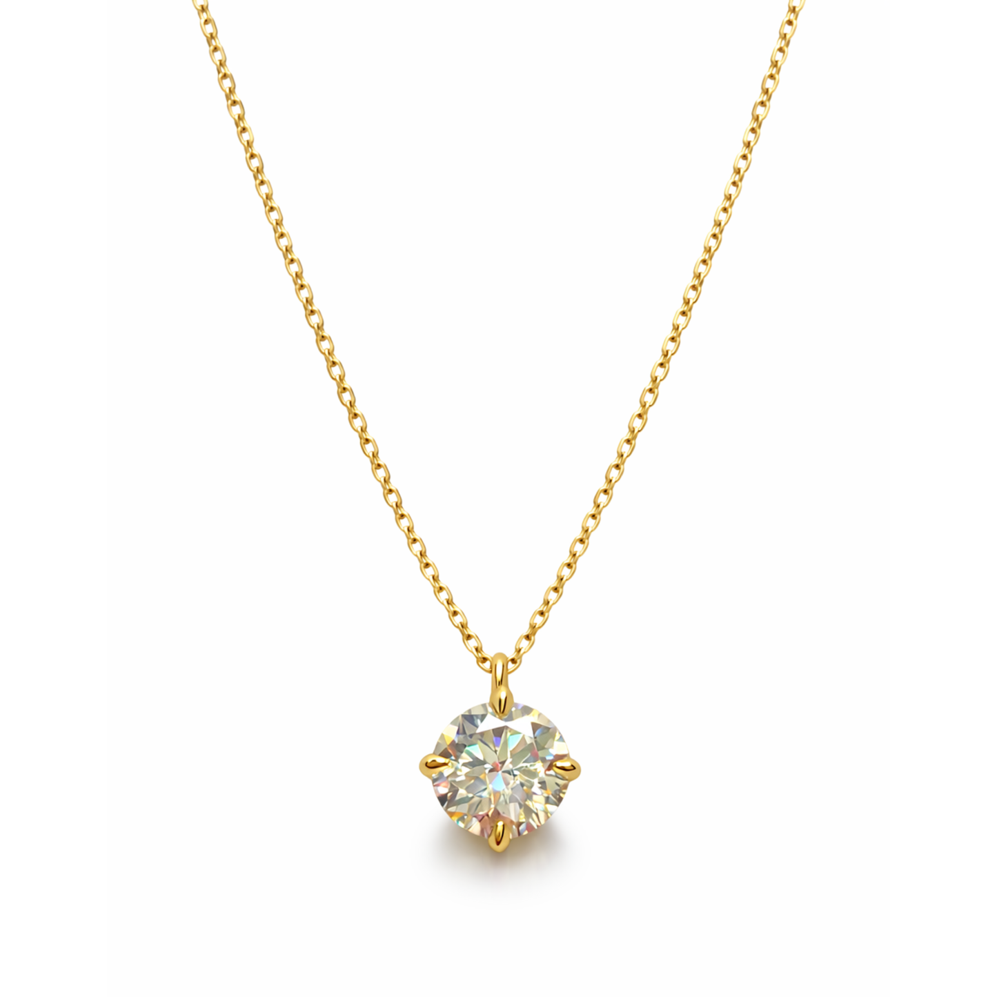 Naszyjnik Crystal z Moissanitem 2 karaty S925 Złoty Damski