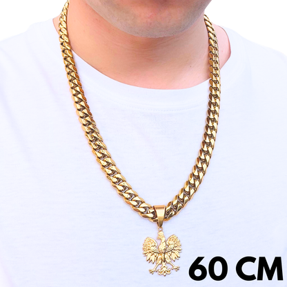 ZESTAW - Cuban Złoty 12mm + Zawieszka Orzeł Złota