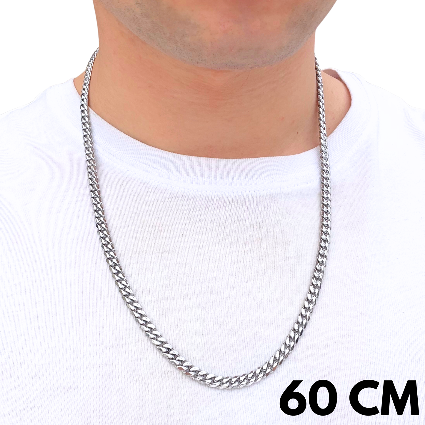 Łańcuch Cuban Białe Złoto - 6mm