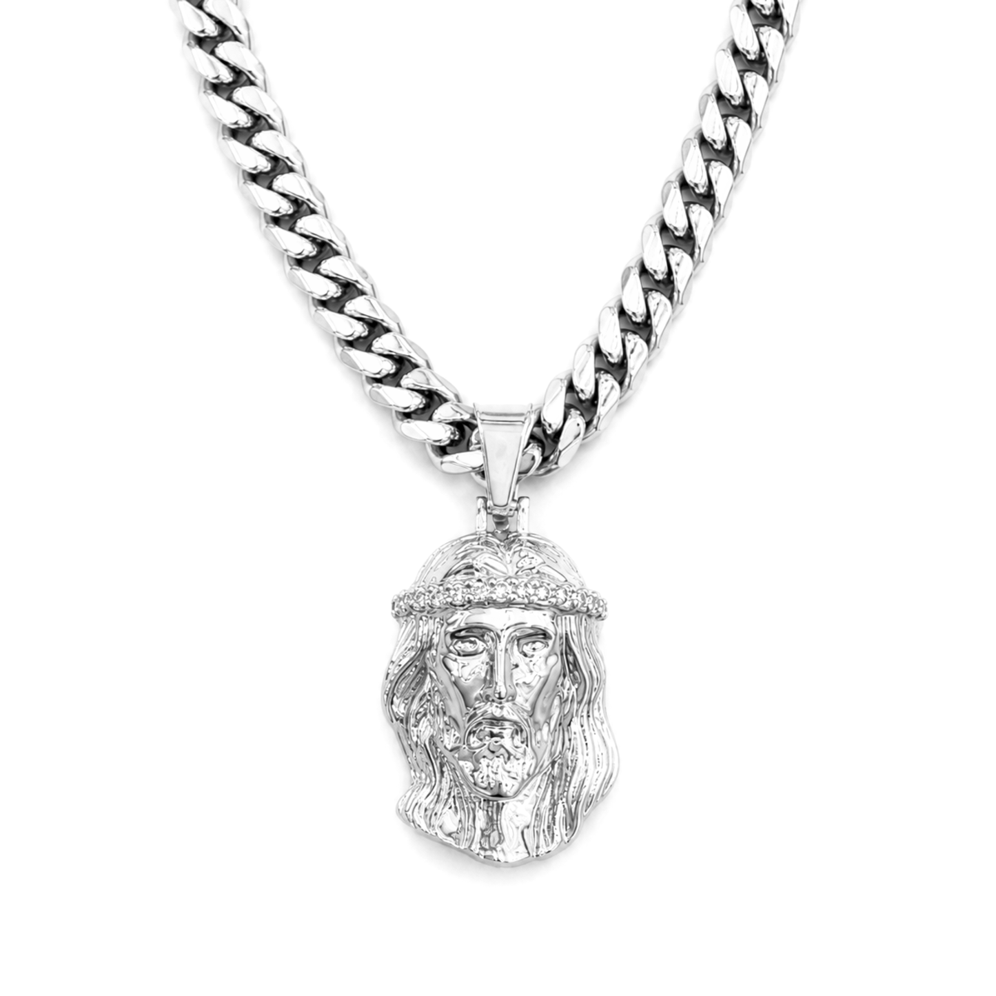 Zawieszka Jezus Diamond Crown Białe Złoto