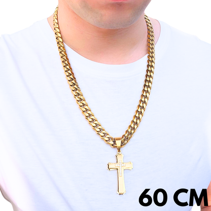 ZESTAW - Cuban Złoty 12mm + Zawieszka Royal Cross Złota