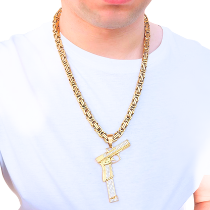 ZESTAW - Królewski Złoty 8mm + Zawieszka Glock Złota