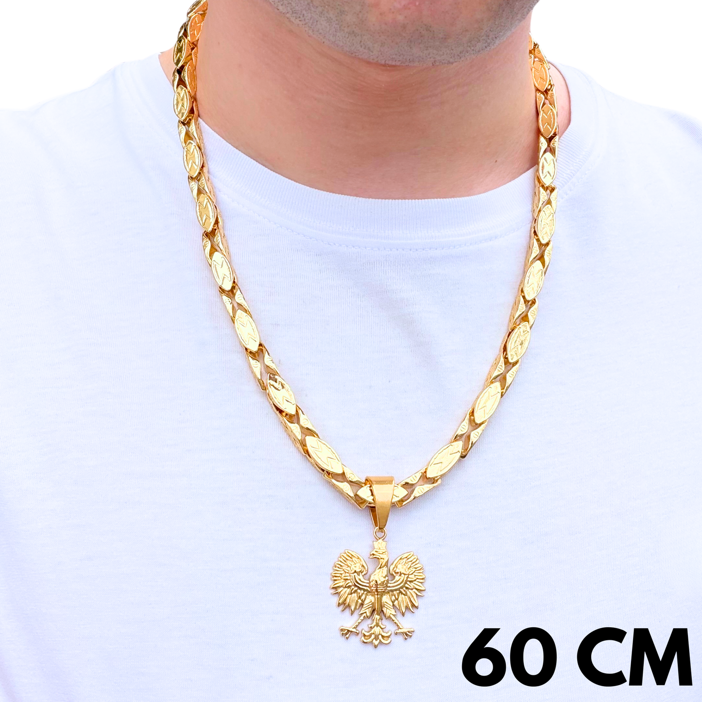 ZESTAW - Magnacki 7 mm Złoty + Zawieszka Orzeł Złota