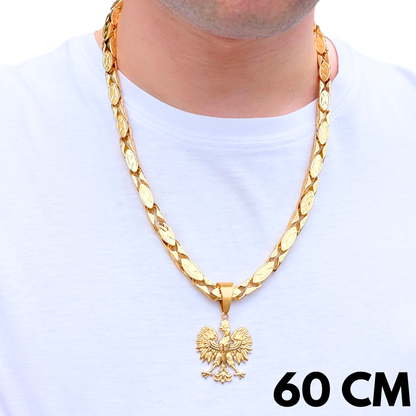 ZESTAW - Magnacki 7 mm Złoty + Zawieszka Orzeł Złota