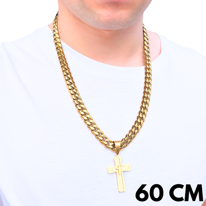 ZESTAW - Cuban Złoty 12mm + Zawieszka Monarch's Cross Złota