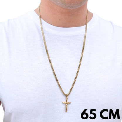 ZESTAW - Cuban Złoty 4mm + Zawieszka Crucifix Złota