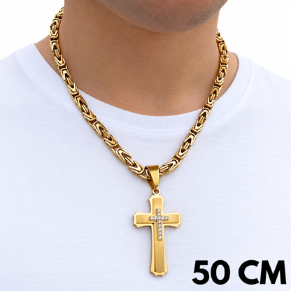 ZESTAW - Cesarski Złoty 6mm + Zawieszka Royal Cross Złota