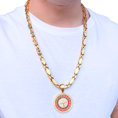 ZESTAW - Magnacki 7 mm Złoty + Zawieszka Ruletka Złota