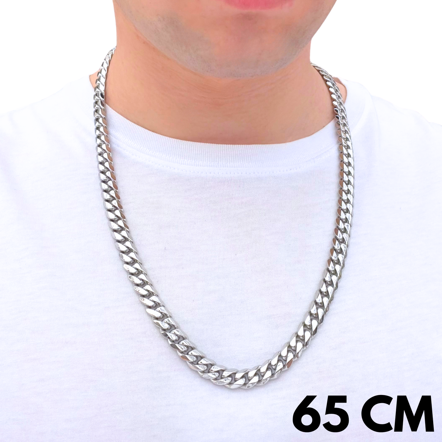 Łańcuch Cuban Białe Złoto - 10mm