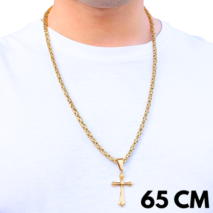 ZESTAW - Królewski Złoty 4mm + Zawieszka Grace Cross Złota