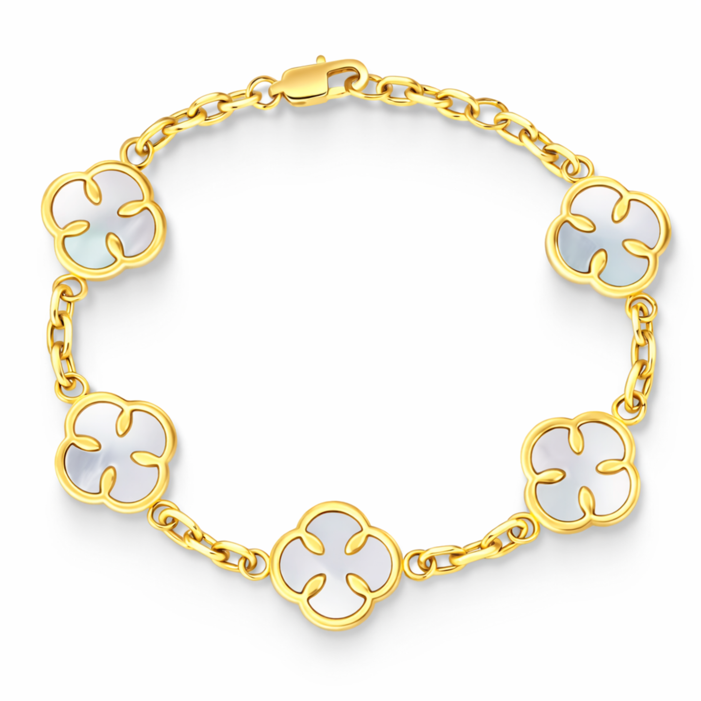 Bransoletka Koniczyna Damska Biała Złota