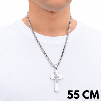 ZESTAW - Królewski 4mm + Zawieszka Royal Cross Białe Złoto