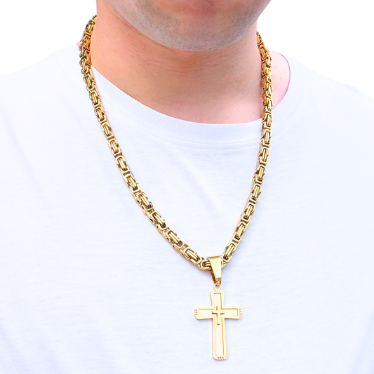 ZESTAW - Królewski Złoty 6mm + Zawieszka Monarch's Cross Złota