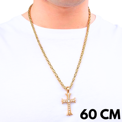 ZESTAW - Królewski Złoty 4mm + Zawieszka Medieval Cross Złota