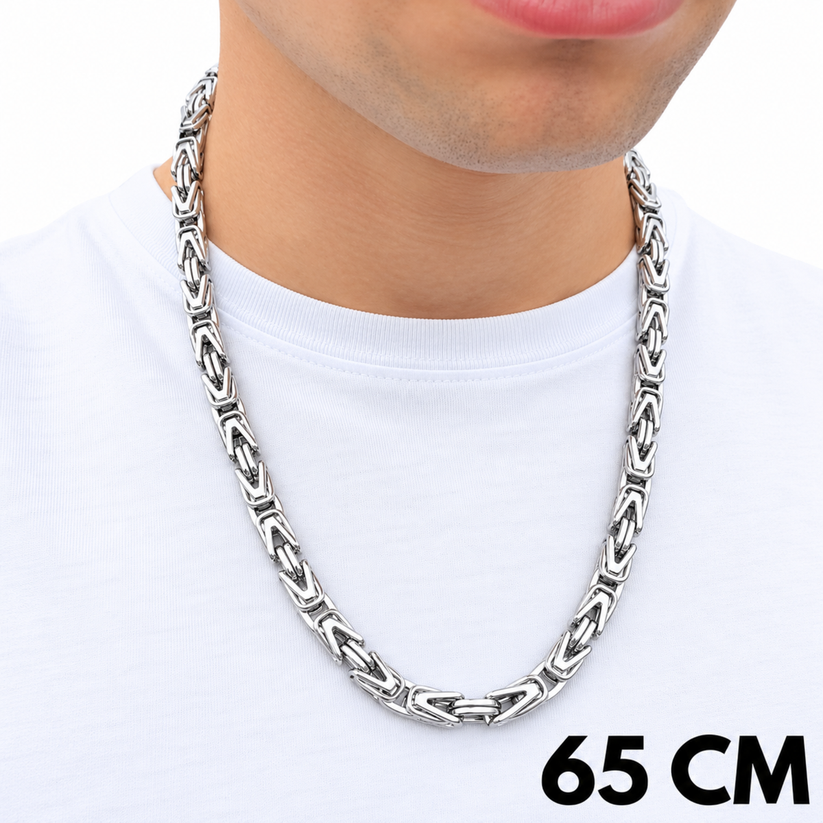 Łańcuch Cesarski Białe Złoto - 8mm