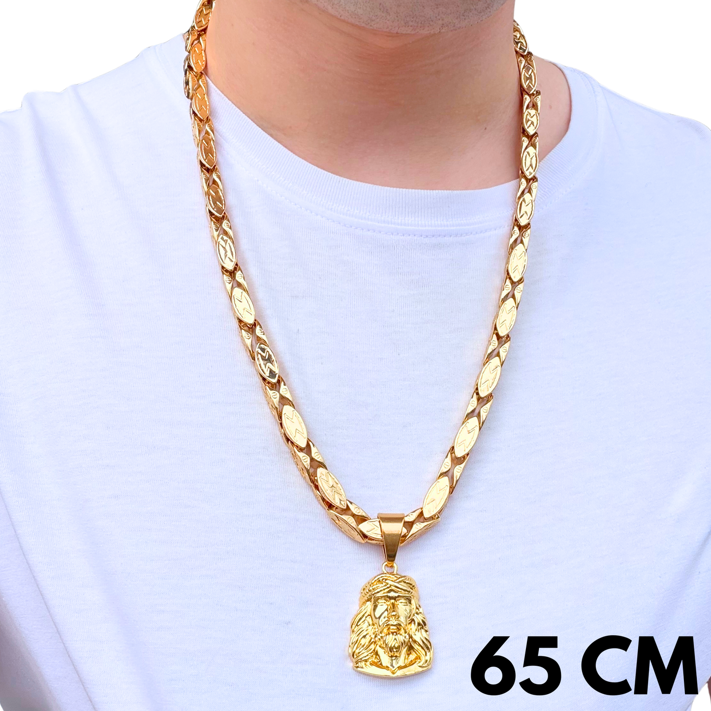 ZESTAW - Magnacki 7 mm Złoty + Zawieszka Jezus Thorn Złota