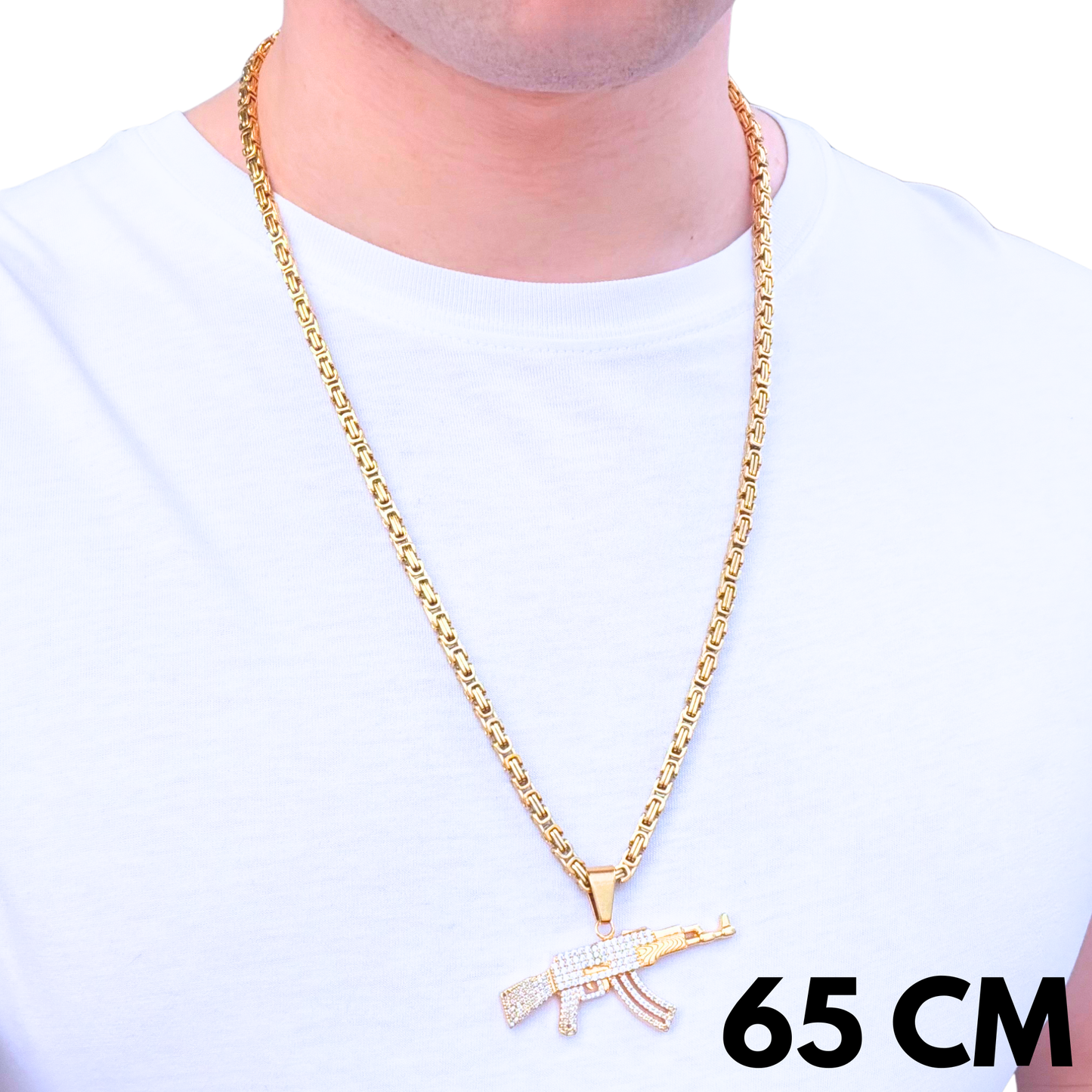 ZESTAW - Królewski Złoty 4mm + Zawieszka AK Złota