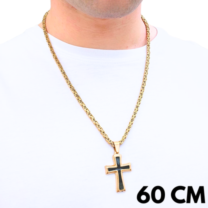 ZESTAW - Królewski Złoty 4mm + Zawieszka Black Cross Złota