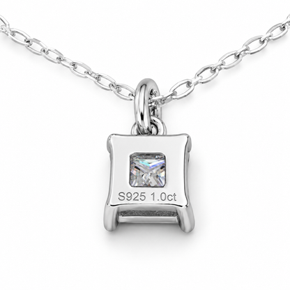 Naszyjnik Crystal Square z Moissanitem 1 karat S925 Białe Złoto Damski