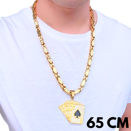 ZESTAW - Magnacki 7 mm Złoty + Zawieszka Poker Złota