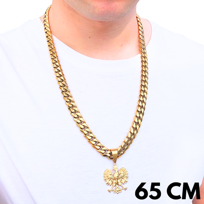 ZESTAW - Cuban Złoty 12mm + Zawieszka Orzeł Złota