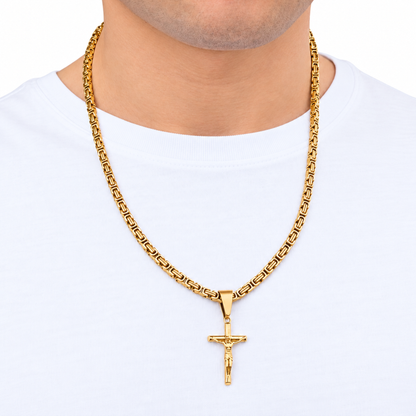 ZESTAW - Królewski Złoty 4mm + Zawieszka Crucifix Złota