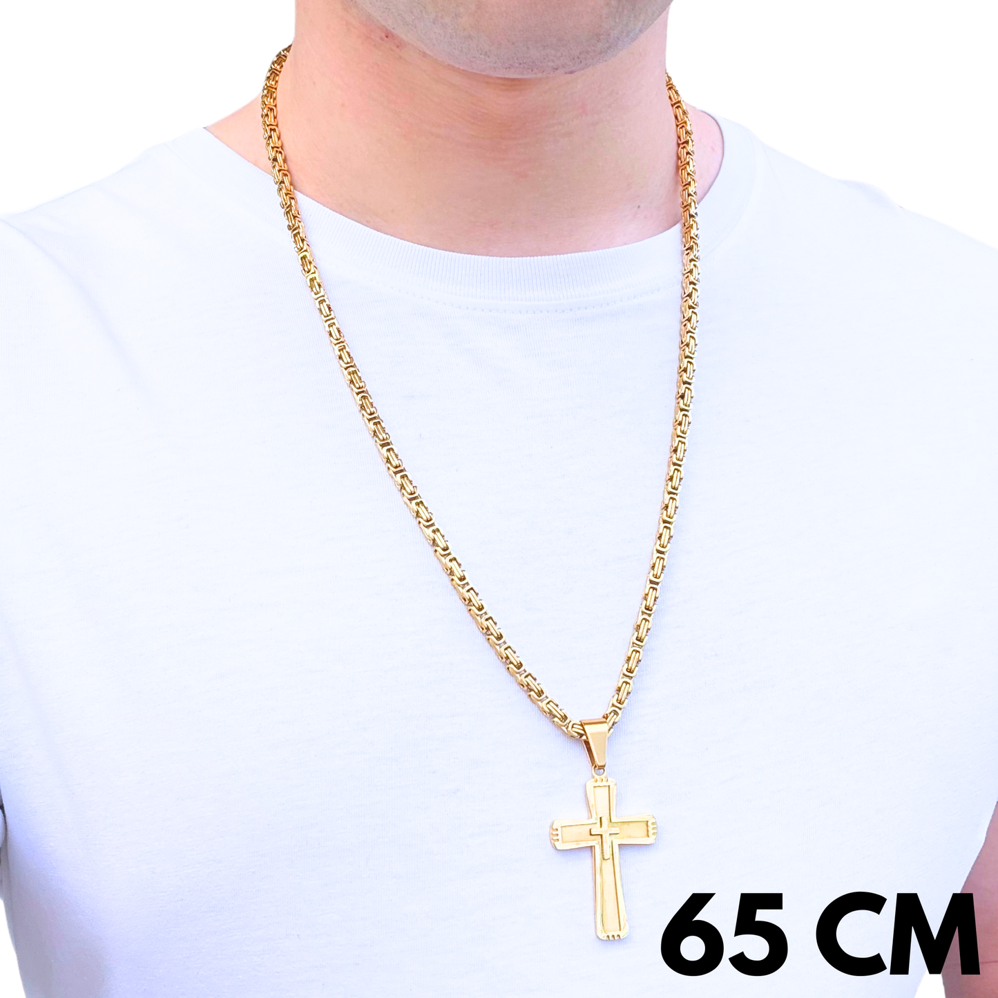 ZESTAW - Królewski Złoty 4mm + Zawieszka Monarch's Cross Złota