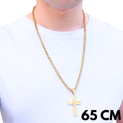 ZESTAW - Królewski Złoty 4mm + Zawieszka Monarch's Cross Złota