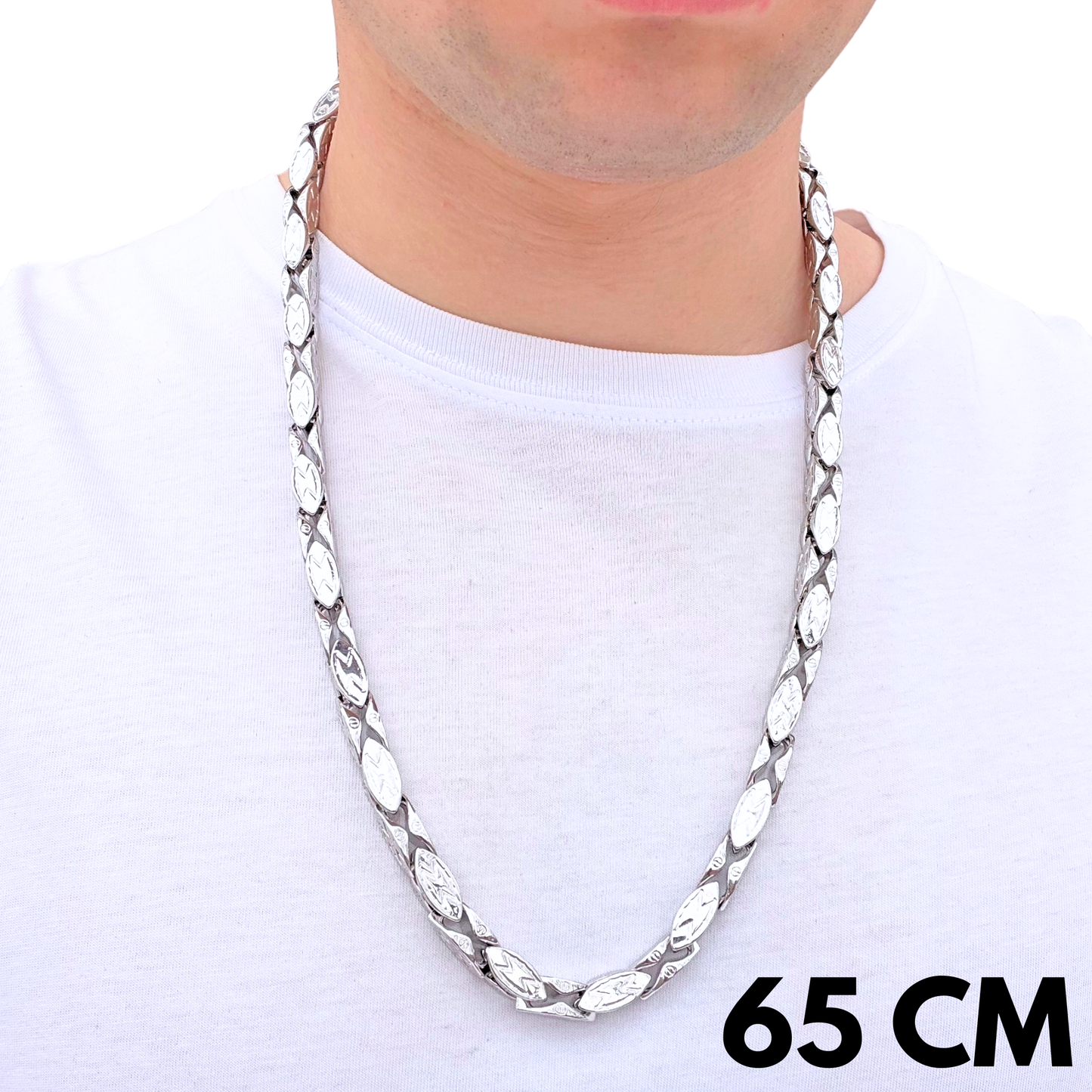 Łańcuch Magnacki Białe Złoto - 7mm