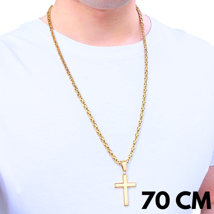 ZESTAW - Królewski Złoty 4mm + Zawieszka Clean Cross Złota