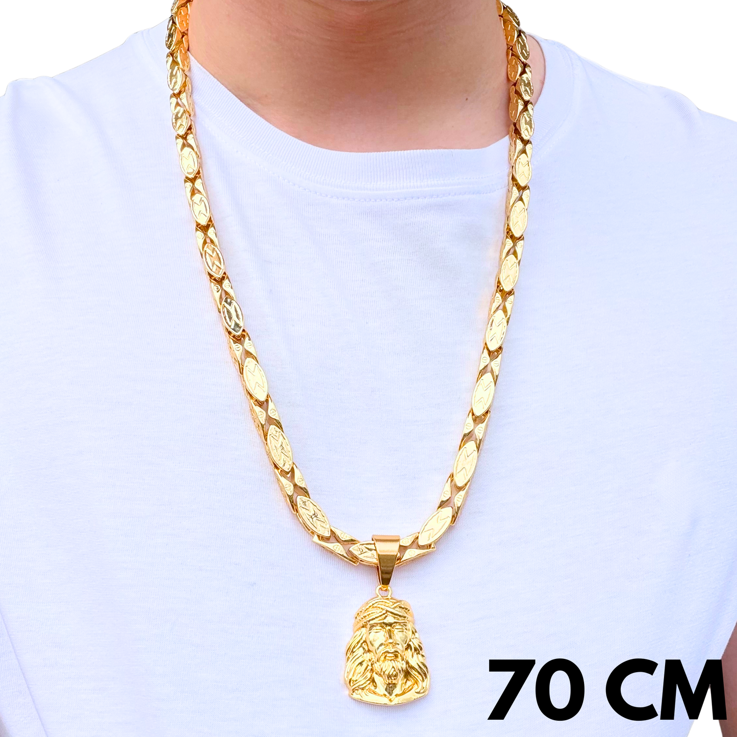 ZESTAW - Magnacki 7 mm Złoty + Zawieszka Jezus Thorn Złota