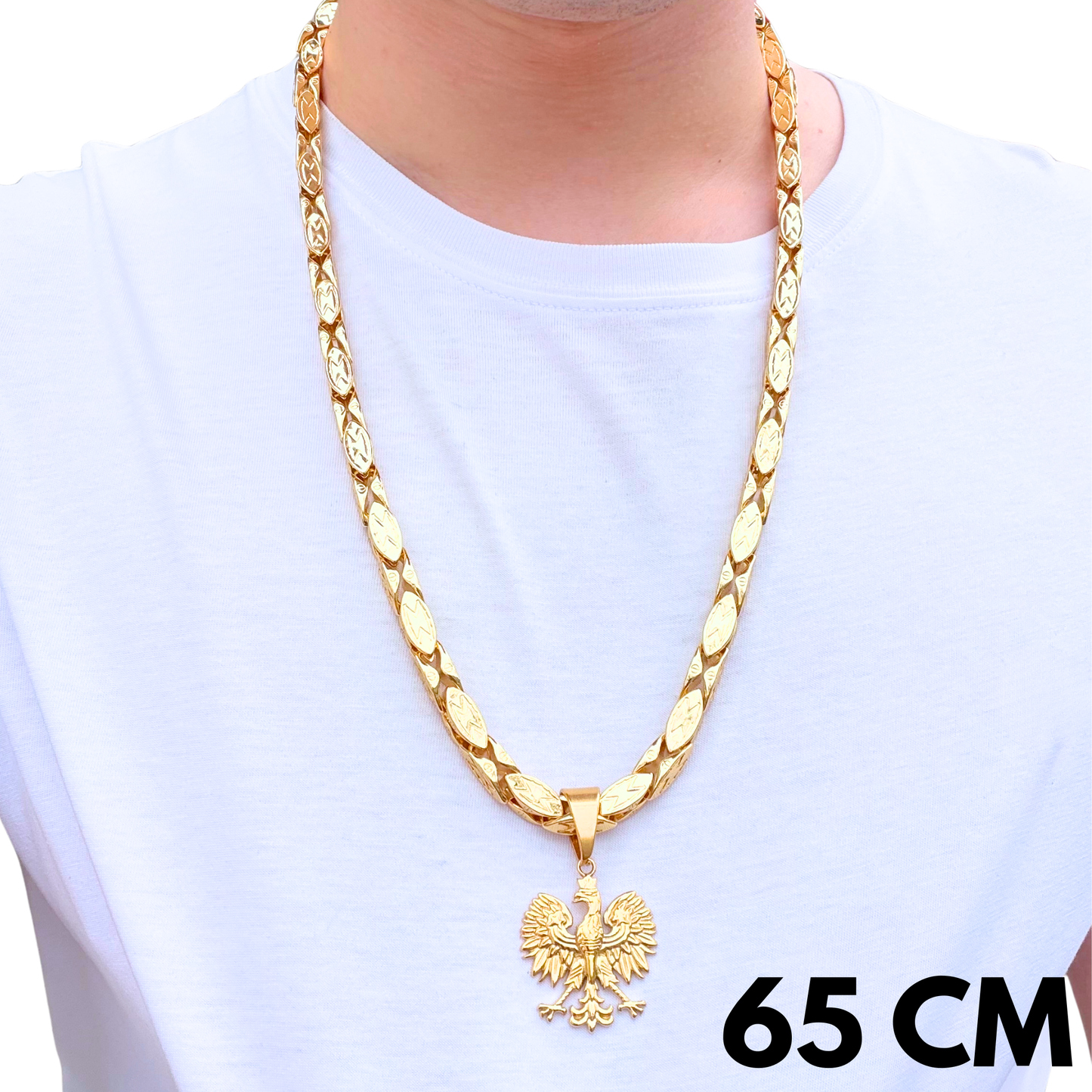 ZESTAW - Magnacki 7 mm Złoty + Zawieszka Orzeł Złota