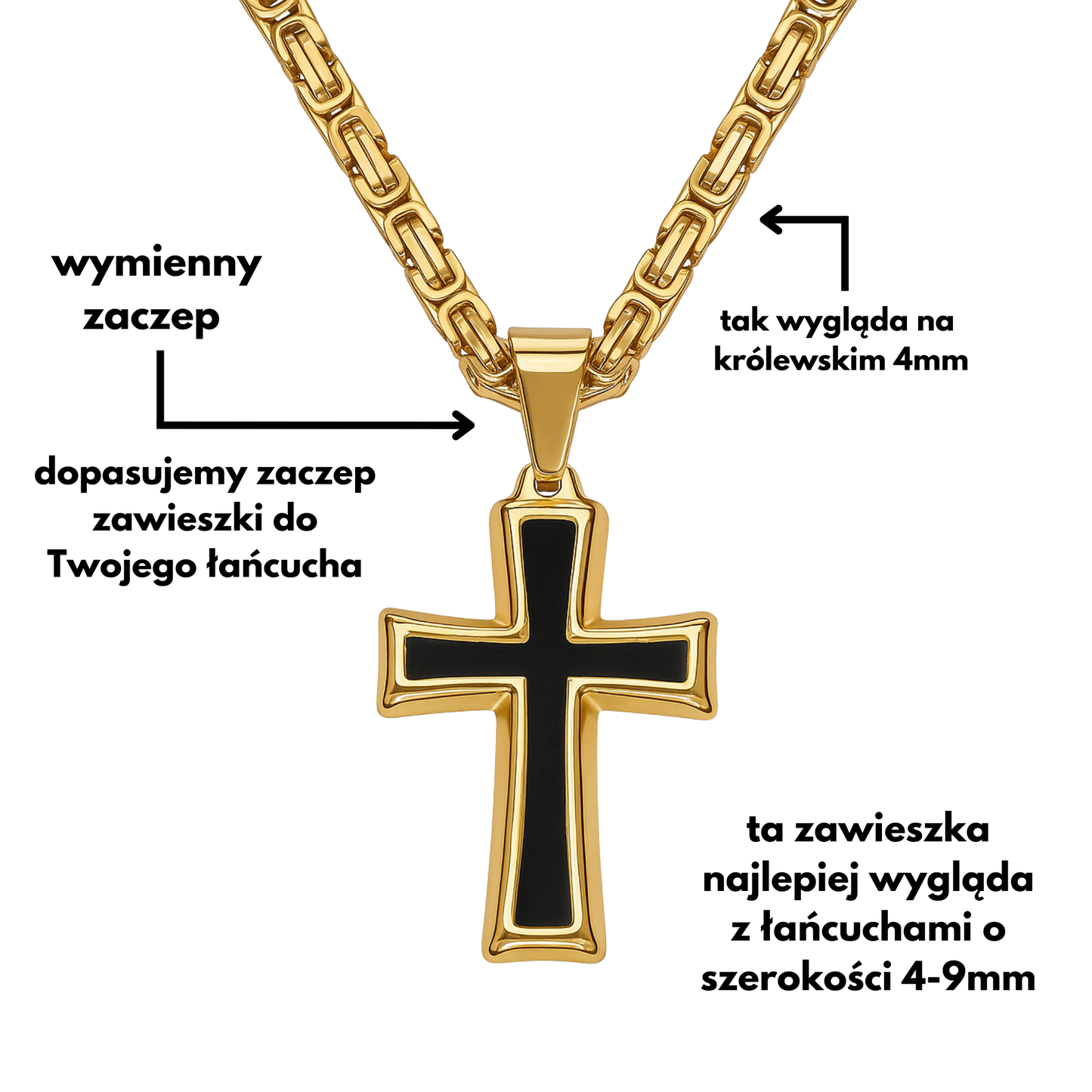Zawieszka Black Cross Złota