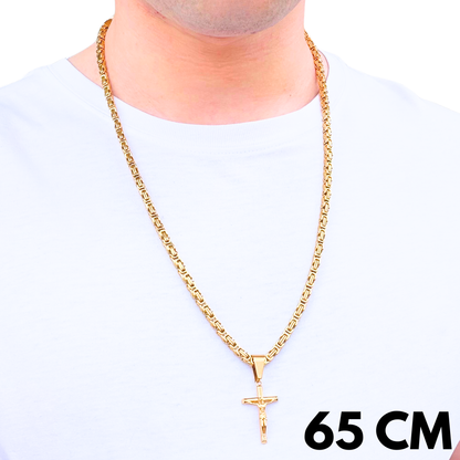 ZESTAW - Królewski Złoty 4mm + Zawieszka Crucifix Złota