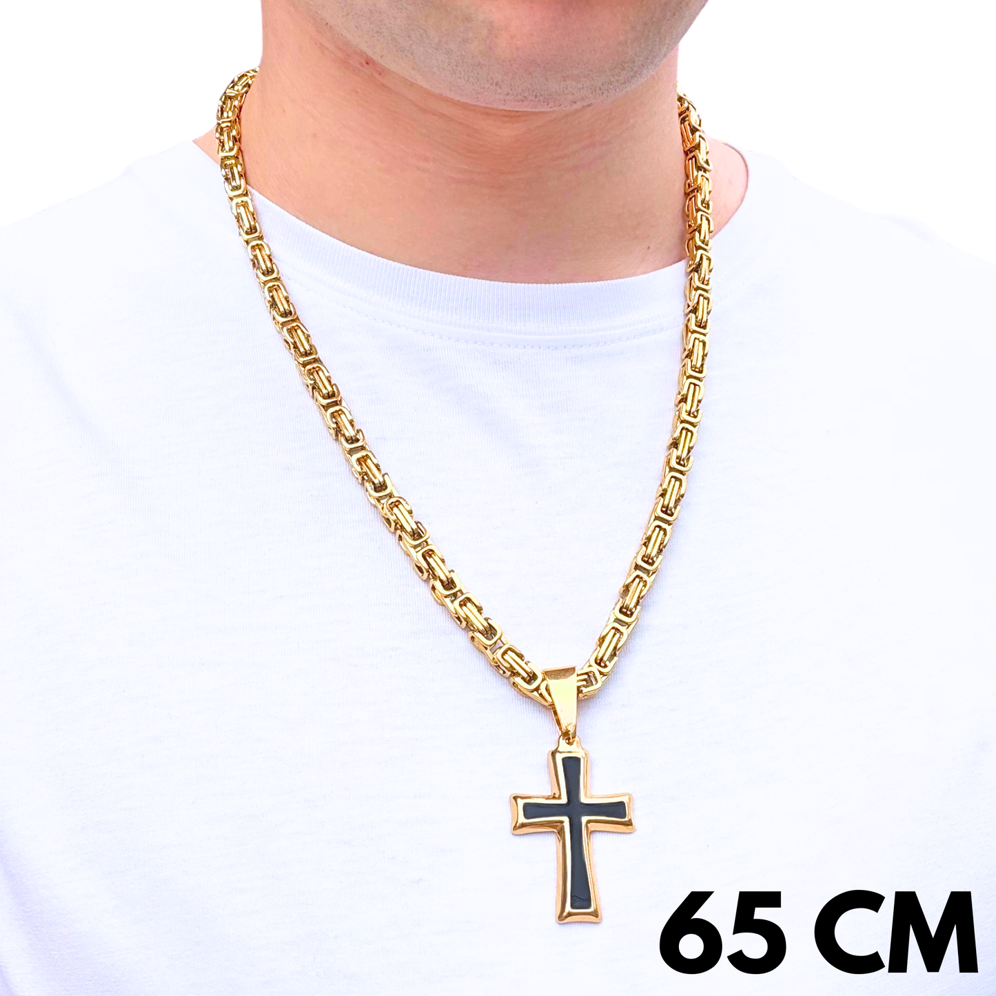 ZESTAW - Królewski Złoty 6mm + Zawieszka Black Cross Złota