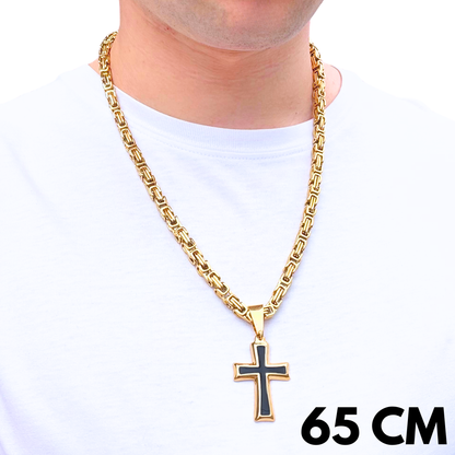 ZESTAW - Królewski Złoty 6mm + Zawieszka Black Cross Złota