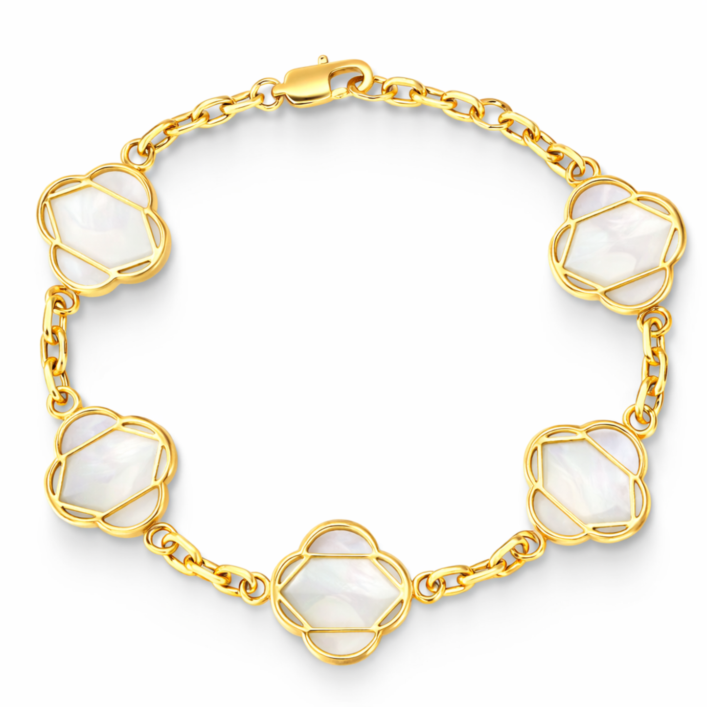 Bransoletka Koniczyna Linea Damska Biała Złota